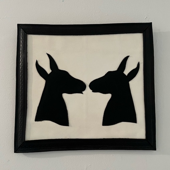 Vintage Long Hollow Leather Art Wall Hanging Picture Handmade - Picture 4 of 6